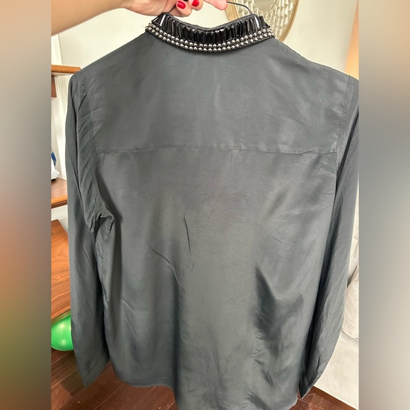 Hugo Boss Black Silk Blouse Size 40 US 8 jewellery collar - Picture 4 of 13